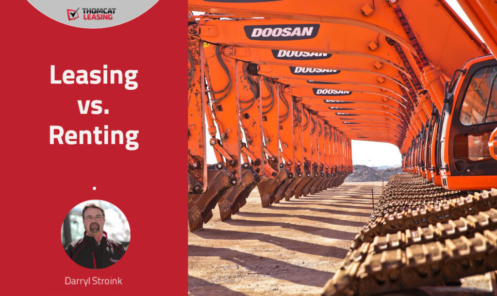 Leasing vs. Renting Equipment - Article Header with Excavators