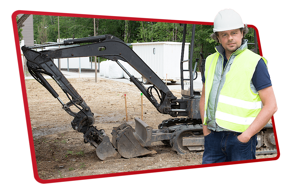 construction-worker-mini-excavator Sale Leaseback Financing Available on Business Equipment